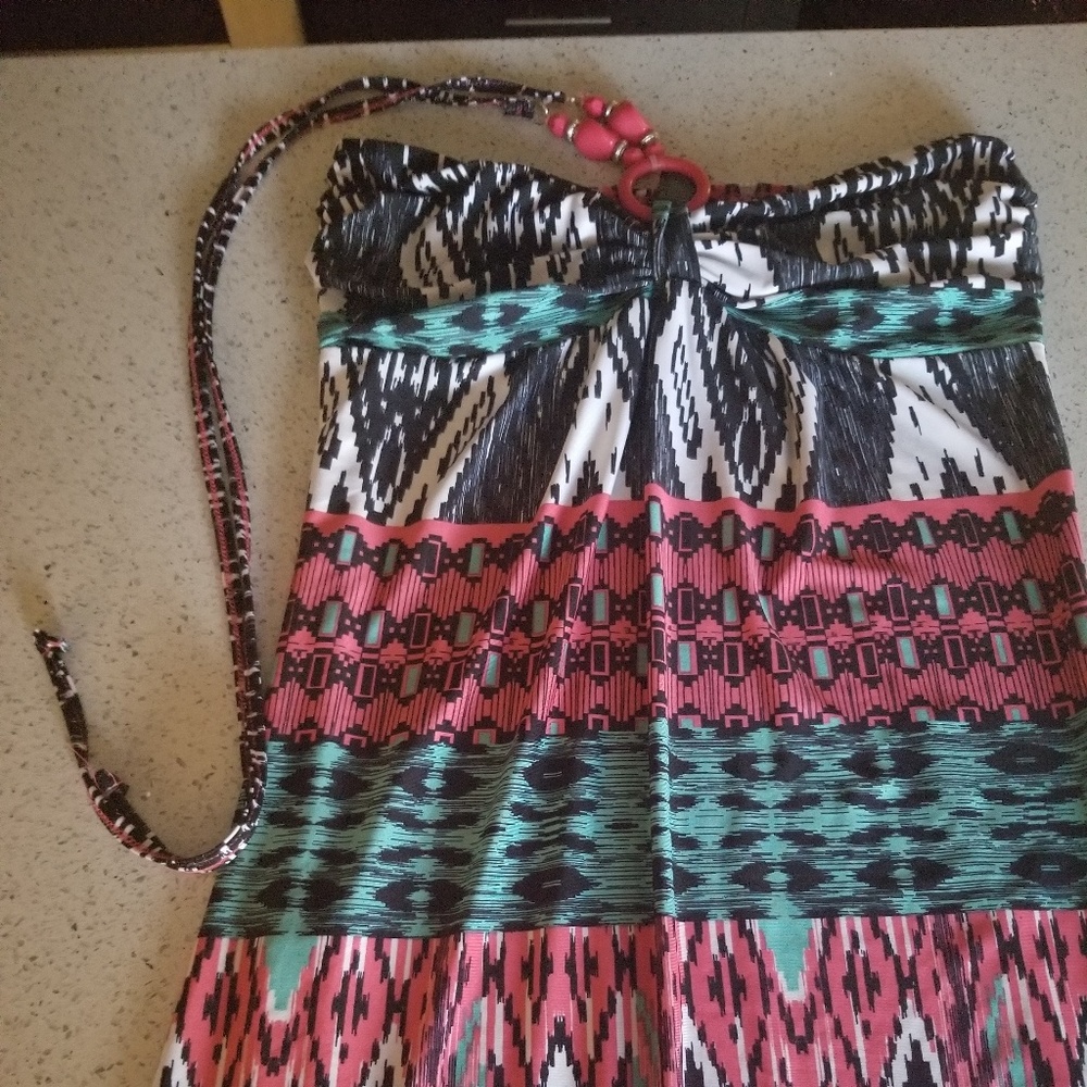 Boho design maxi dress with halter tie size m